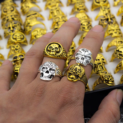 25pcs Skull Skeleton Gothic Alloy Rings Punk style rings for mens womens Wholesale Jewelry lots