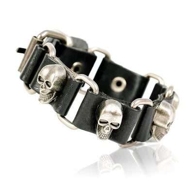 2017 New Fashion Brand Skull Chain Leather Men's Bracelets European style Knighthood Link Charm Bracelets Jewelry.