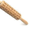 Cat Pattern Wooden Rolling Pin Laser Embossing Baking Cookies Noodle Biscuit