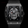 Black Silicone Strap Army Skull Rectangle Dial Face with Stars Quartz Watches