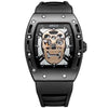 Black Silicone Strap Army Skull Rectangle Dial Face with Stars Quartz Watches