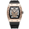 Black Silicone Strap Army Skull Rectangle Dial Face with Stars Quartz Watches