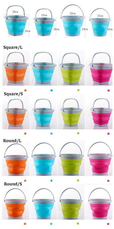 Folding Bucket Silicone Collapsible Camping