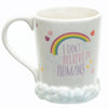 Mug 3D Ceramic Coffee Ceramic Cup with Rainbow and White clouds "I Don't Believe Humans"