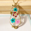 Cat Necklace Dry Dried flower necklace Pendant Metal Real Flower