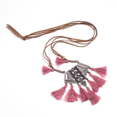 Vintage Boho Bohemian Ethnic Statement Tassel Pendant Necklace