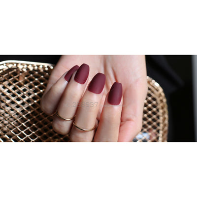 Matte burgundy Coffin False nails