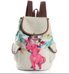 Fresh Design Cute Unicorn Printing Linen Backpacks