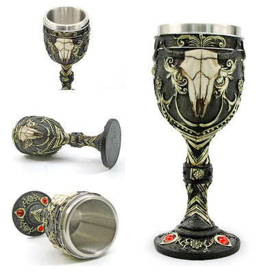 Horrible Resin Stainless Steel Skull Goblet Retro Claw Wine Glass