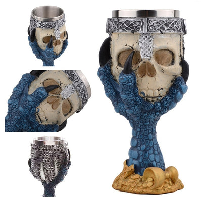 Horrible Resin Stainless Steel Skull Goblet Retro Claw Wine Glass