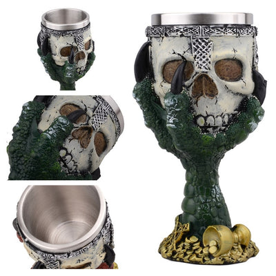 Horrible Resin Stainless Steel Skull Goblet Retro Claw Wine Glass