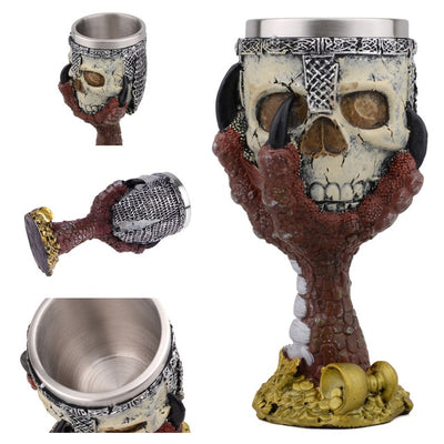 Horrible Resin Stainless Steel Skull Goblet Retro Claw Wine Glass