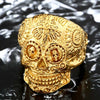 Beier 316L Stainless steel Colorful geen eyes Gothic gold Carving kapala Skull Ring Biker Hiphop rock Jewelry For man LR327