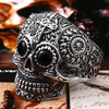 Beier 316L Stainless steel Colorful geen eyes Gothic gold Carving kapala Skull Ring Biker Hiphop rock Jewelry For man LR327