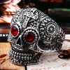 Beier 316L Stainless steel Colorful geen eyes Gothic gold Carving kapala Skull Ring Biker Hiphop rock Jewelry For man LR327