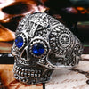 Beier 316L Stainless steel Colorful geen eyes Gothic gold Carving kapala Skull Ring Biker Hiphop rock Jewelry For man LR327