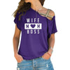 WIFE MOM BOSS - Bandage Off Shoulder T-Shirt For Women