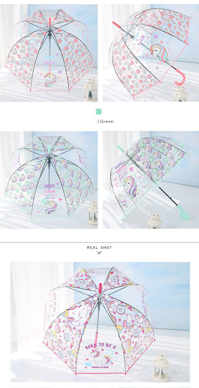 Unicorn Transparent Umbrella  Clear Bubble Dome Girl Cute