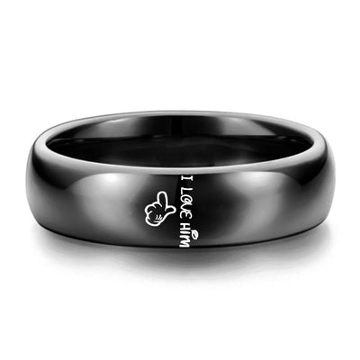 I Love Her And I Love Him Ring For Women Men Black Color Couple Wedding Ring Promise Jewelry