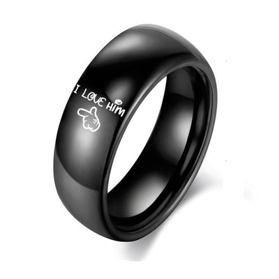 I Love Her And I Love Him Ring For Women Men Black Color Couple Wedding Ring Promise Jewelry