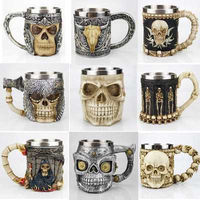 Skull Mug Contain Viking Skeleton Death