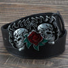 Fashion leather belt skull head skeleton man women wear big buckle skull face rose punk style heavy metal rcok belt Ghost head