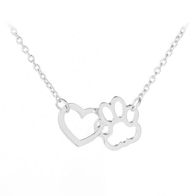 Pet Paw Necklaces Cute Animal Dog Cat Love Heart Pendant Necklace For Women Girls Jewelry