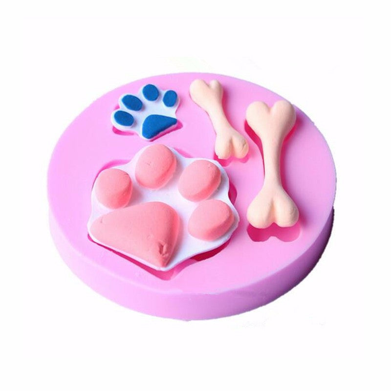 Dog Foot & Bone Shape Cake mold Silicone 3D
