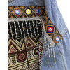 Denim Boho Hippie vintage ethnic appliques Embroidery tassel loose coat long sleeve jacket for women