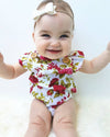 Cute Floral Romper 2pcs Baby Girls Clothes Jumpsuit Romper+Headband