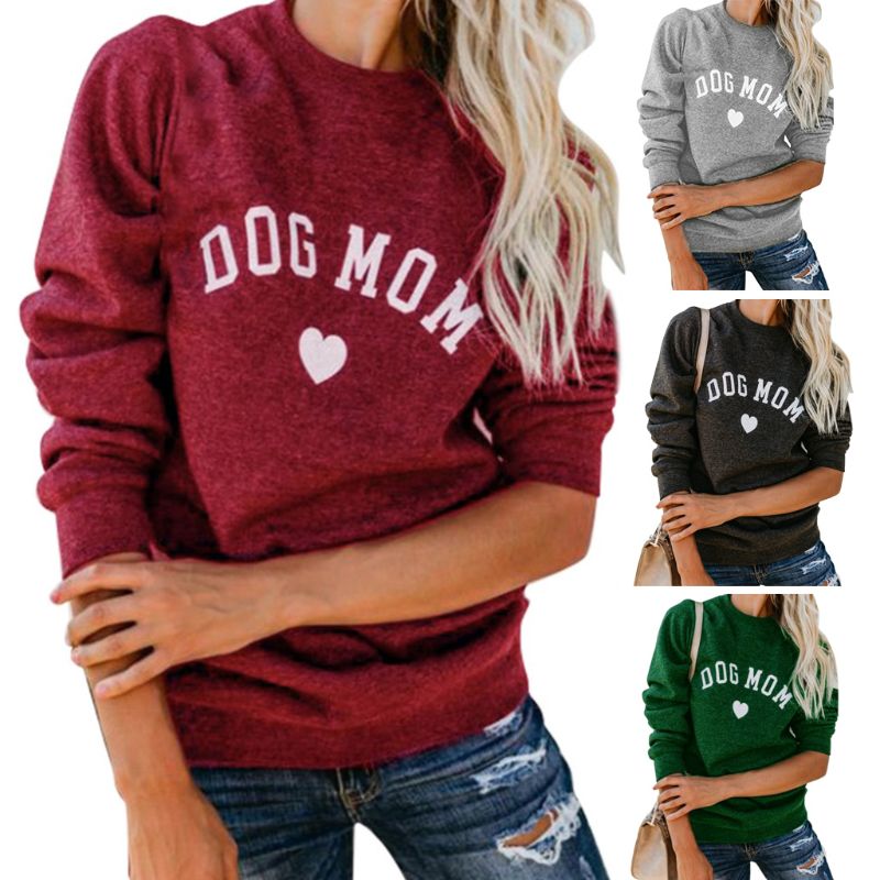 Dog Mom -  Sweatshirt Women's Casual Long Sleeve Pullover Tops