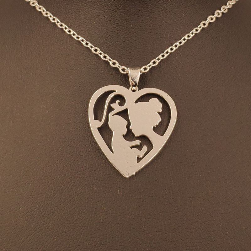 Mother's Day Mom&Baby Mama Kids Love Heart  Pendant Necklace