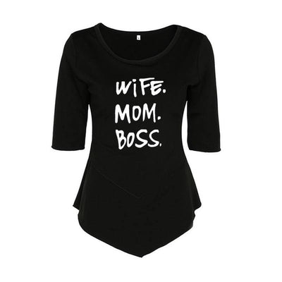 Wife MOM BOSS T-Shirt  Tops  Half Sleeve Crew Neck    for Woman