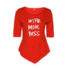 Wife MOM BOSS T-Shirt  Tops  Half Sleeve Crew Neck    for Woman