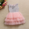 Summer Brand  Bow Sequin Dress Girls' Princess Layered Cake Dresses Baby Girls Clothes