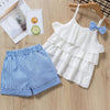 Children Summer Clothes Sets 2019 New Style Girls Sleeveless Sling Floral Chiffon