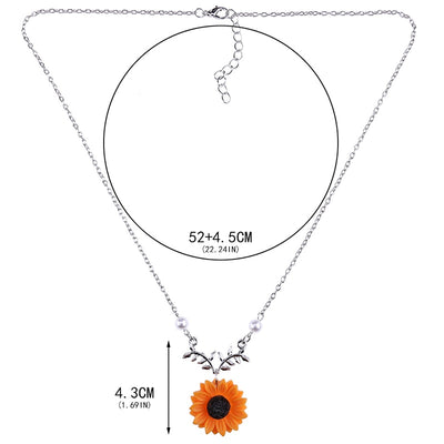 Delicate Sunflower Pendant Necklace For Women Creative Imitation Pearls