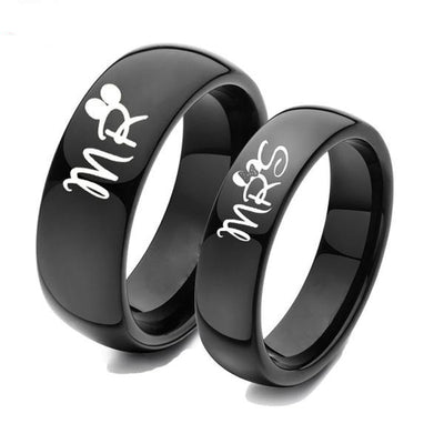 Couple Ring - Mr Mrs Ring for Women and Men Promise Titanium Ring