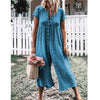 Jumpsuit  Loose Short Sleeve Romper Long Trousers  Button Down Overalls Pants