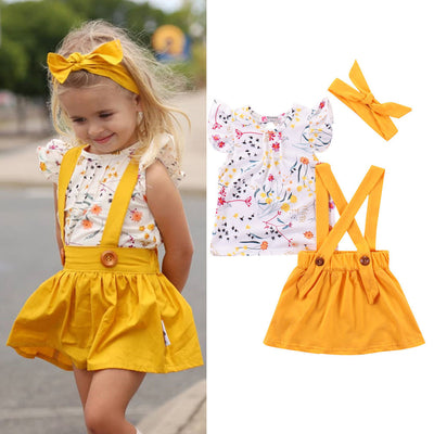 Baby Girl Clothes Set Headband Toddler Overalls Shorts Baby Summer Kids Clothing Set Infant Clothes Outfits Bib Pant+Top