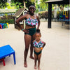 Mom and Daughter Matching Swimwear Summer Ruffled Leaf Print Bikini Set Family Look Swimsuit Mother Daughter