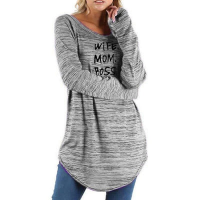 Wife Mom Boss -  Round Neck Long Sleeve T-Shirt for Women