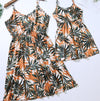 Leaf print tank mother and daughter dresses beach mommy and me clothes