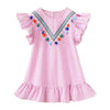 Summer Girls Tassel Flying Sleeve Dresses Stripe Kids O-Neck Tops Clothes Dress Toddler Kids Baby Girls Lovely