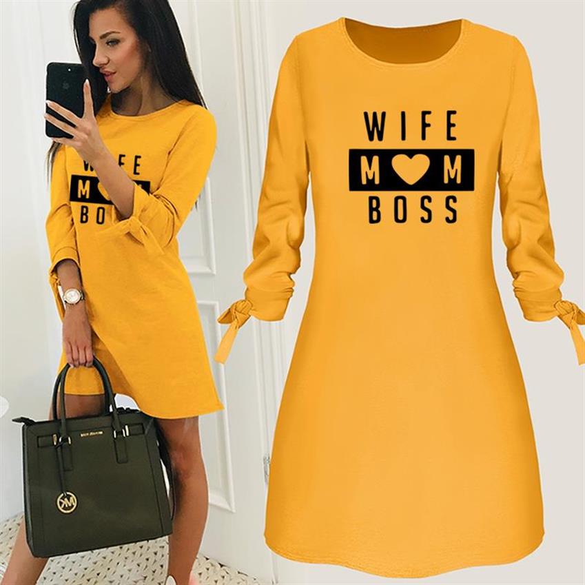 Wife Mom Boss - Round Neck Dress Women