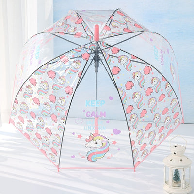 LIBERAINY Unicorn Transparent Umbrella Kids Children Clear Bubble Dome Girl Cute Mushroom Cartoon Jelly Woman Wedding Decoration