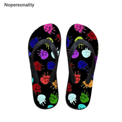 Nopersonality Cool Black Skull Design Men Summer Slippers Beach Water Flipflops High Quality Falts Casual Male Shoes pantuflas