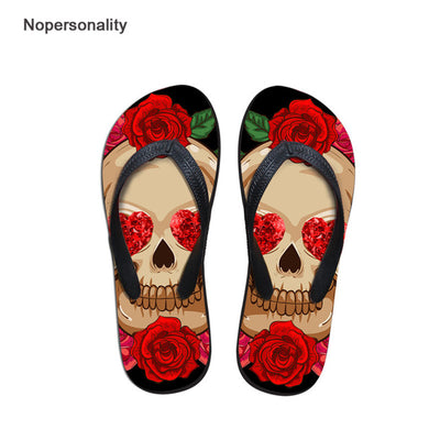 Nopersonality Cool Black Skull Design Men Summer Slippers Beach Water Flipflops High Quality Falts Casual Male Shoes pantuflas