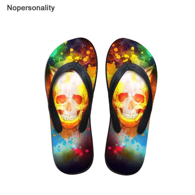 Nopersonality Cool Black Skull Design Men Summer Slippers Beach Water Flipflops High Quality Falts Casual Male Shoes pantuflas