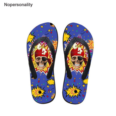 Nopersonality Cool Black Skull Design Men Summer Slippers Beach Water Flipflops High Quality Falts Casual Male Shoes pantuflas